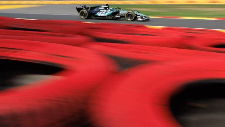Mercedes UK rider George Russell pictured during a free practice ahead of the Grand Prix F1 of Belgium race, in Spa-Francorchamps, Friday 17 July 2026. The Spa-Francorchamps Formula One Grand Prix takes place this weekend, from July 17th to July 19th. BENOITxDOPPAGNE  x181367704x