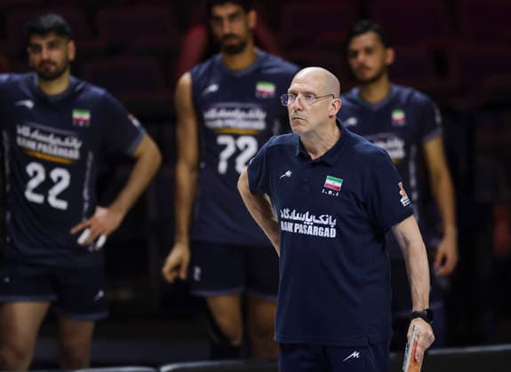 WomenÕs Volleyball Nations League - Belgrade 2026 IranÕs head coach Roberto Piazza looks on during the MenÕs Volleyball Nations League Pool 7 match between Iran and Slovenia at Belgrade Arena on July 17, 2026 in Belgrade, Serbia. Belgrade Serbia Copyright: xSrdjanxStevanovicx x
