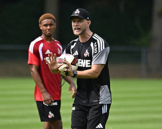 17.07.2026, xophax, Fussball 1.Bundesliga, 1.FC Koeln Training. Rene Wagner ( 1.FC Köln ) und Maik Afri Akumu,links ( 1.FC Köln ) Koeln *** July 17, 2026, xophax, Soccer, Bundesliga 1, 1. FC Köln Training: Rene Wagner (1. FC Köln) and Maik Afri Akumu (left), 1. FC Köln