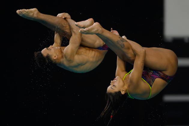 Mexico Diving Cup in Zapopan Aranza Vazquez (R) and Juan Celeya (L) of Mexico compete in the mixed 3-meter springboard event at the Mexico Diving Cup in Zapopan, Mexico, 17 July 2026. ZAPOPAN Mexico  Copyright: xFRANCISCOxGUASCOx