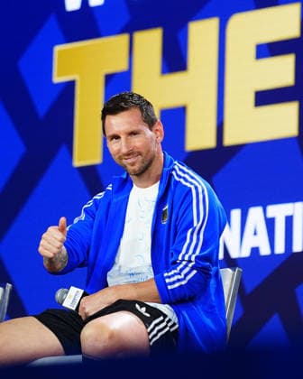 Spain v Argentina - FIFA World Cup, WM, Weltmeisterschaft, Fussball 2026 Final Press Conferences NEW YORK, UNITED STATES - JULY 17: Lionel Messi is seen during a press conference, PK, Pressekonferenz ahead of the FIFA World Cup 2026 Final match between Spain and Argentina at Fanatics Fest at Javits Center in New York, United States on July 17, 2026. Evrim Aydin Anadolu New York United States. Editorial use only. Please get in touch for any other usage.  Copyright: x2026xAnadoluxEvrimxAydinx