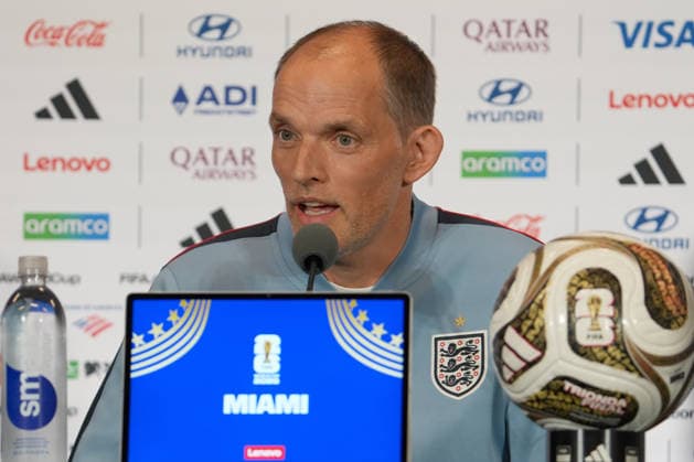 England manager Thomas Tuchel speaks at a press conference, PK, Pressekonferenz ahead of the 2026 FIFA World Cup, WM, Weltmeisterschaft, Fussball third-place match against France in Miami, USA, 17 July 2026. England national team, Nationalteam press conference !ACHTUNG: NUR REDAKTIONELLE NUTZUNG!  Copyright: xAlbertoxBoalx GR6001 20260718-55020926577_1