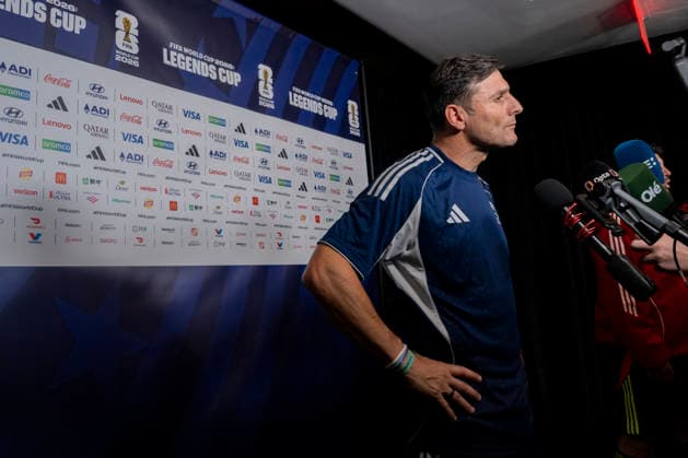 Former Argentine soccer player Javier Zanetti speaks with the media during a Soccer Legends event at the 2026 FIFA World Cup, WM, Weltmeisterschaft, Fussball Fan Fest at Rockefeller Center in New York, USA, 17 July 2026. Soccer Legends in New York !ACHTUNG: NUR REDAKTIONELLE NUTZUNG!  Copyright: xÁngelxColmenaresx AME366 20260718-55020926750_1