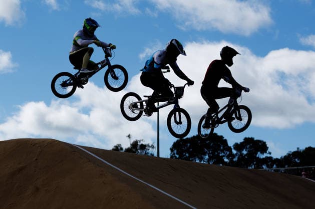 BMX WORLD CHAMPIONSHIPS, Jakub Klement of Czechia, Bailey Seckold of Australia, Federico Capello of Argentina and Martins Emils Treimanis of Latvia compete during the BMX World Championships at Brisbane SX International BMX Centre in Brisbane, Saturday, July 18, 2026. ( NO ARCHIVING, EDITORIAL USE ONLY BRISBANE QUEENSLAND AUSTRALIA  Copyright: xRUSSELLxFREEMANx 20260718144763100090