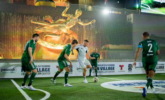 New York USA 17th Jul 2026. Lukas Podolski of FIFA Legends Grey Team during the FIFA Legends Cup at Rockefeller Center on July 17, 2026 in New York City. *** New York, USA, July 17, 2026: Lukas Podolski of the FIFA Legends Grey Team during the FIFA Legends Cup at Rockefeller Center on July 17, 2026, in New York City