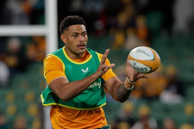 RUGBY AUSTRALIA ITALY, Miles Amatosero of the Wallabies is seen warming up before the Nations Championship Round 3 match between the Australian Wallabies and the Italian Azzurri at HBF Park in Perth, Saturday, July 18, 2026. ( NO ARCHIVING, EDITORIAL USE ONLY PERTH WESTERN AUSTRALIA AUSTRALIA  Copyright: xRICHARDxWAINWRIGHTx 20260718184713869096