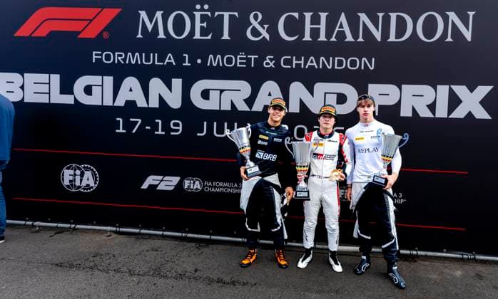 SPA - Formula 3 driver Brando Badoer of Rodin Motorsport, Formula 3 driver Jin Nakamura of Hitech GP, Formula 3 driver Pedro Clerot of Rodin Motorsport during the Formula 1 Belgium at Spa Francorchamps on July 18, 2026 in Spa, Belgium. (Photo by DeFodi Images) - *** SPA Formula 3 driver Brando Badoer of Rodin Motorsport, Formula 3 driver Jin Nakamura of Hitech GP, and Formula 3 driver Pedro Clerot of Rodin Motorsport during the Formula 1 Belgian Grand Prix at Spa-Francorchamps on July 18, 2026, in Spa, Belgium. Photo by DeFodi Images