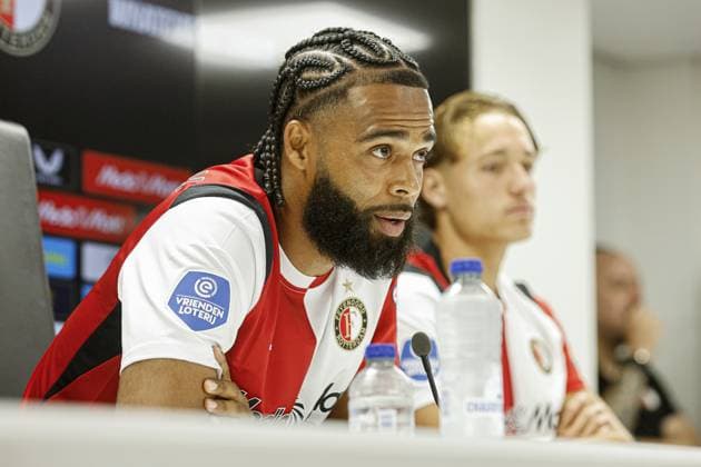 Sport Bilder des Tages ROTTERDAM - Jerry St. Juste and Tobias van den Elshout answer questions from children during the children s press conference, PK, Pressekonferenz at the Feyenoord Festival, formerly the Feyenoord Open Day. At the festival, the players of Feyenoord 1 and Feyenoord Women 1 are presented to the supporters. BART STOUTJESDIJK ANP xVIxANPxSportx xxANPxIVx 563770987 originalFilename: 563770987.jpg
