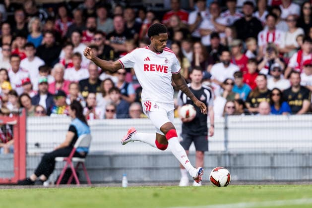 COLOGNE, GERMANY - JULY 18: David Fuerst (Fürst, Furst, 1. FC Koeln, 49) controls the ball during the first friendly game of season 2026 27 between 1. FC Koeln vs FC Rheinsued Koeln at Suedstadion on July 18, 2026 in Cologne, Germany. North Rhine Westphalia Germany Copyright: xSteffiexWunderlx