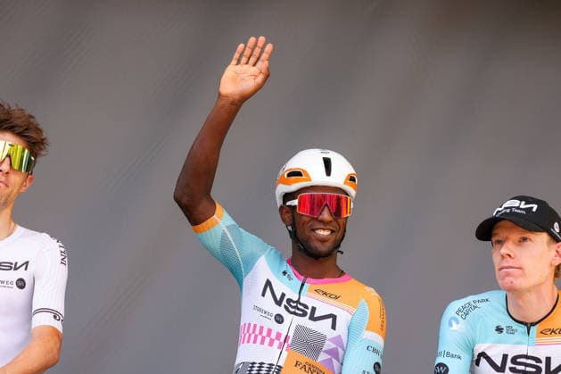 Mulhouse, France BINIAM GIRMAY (NSN CYCLING TEAM) before the start of Stage 14 of the Tour de France 2026, from Mulhouse to Le Markstein Fellering, on July 18, 2026 in Mulhouse, France *** Mulhouse, France: BINIAM GIRMAY of the NSN CYCLING TEAM before the start of Stage 14 of the 2026 Tour de France, from Mulhouse to Le Markstein Fellering, on July 18, 2026, in Mulhouse, France Copyright: HMBxMedia JoaquimxFerreira