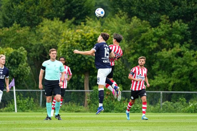 Friendly: Sparta Rotterdam v SV Meppen Delden - Referee Tim Visser, Mike Kleijn of Sparta Rotterdam, Shunsuke Mito of Sparta Rotterdam during a friendly in preparation of the 2026 2027 season. The match is set between Sparta Rotterdam and SV Meppen at Aparthotel Delden on 18 July 2026 in Delden, The Netherlands. (Hero Images Carlo Bruil) Copyright: xCarloxBruilx