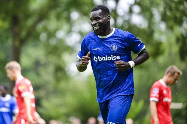 Gent s Wilfried Kanga celebrates after scoring during a friendly game between KAA Gent and Dutch FC Twente, at the summer training camp of Belgian first division soccer team KAA Gent in De Lutte, Losser, the Netherlands on Saturday 18 July 2026, to prepare for the upcoming 2026-2027 season. TOM GOYVAERTS TomxGoyvaerts  x181411746x