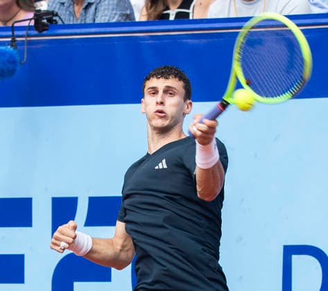 July 18, 2026, Gstaad, Bern, Switzerland: Gstaad Switzerland, 07 18 2026: JUAN MANUEL CERUNDOLO of Argentina is in action during semi-finals of EFG Swiss Open Gstaad ATP, Tennis Herren 250,Tennis Herren 250, which is known as the Swiss Gstaad Open and took place at Roy Emerson Arena in Gstaad, which is located in the famous ski resort of Gstaad and which is located in the Bernese Oberland..RAPHAEL COLLIGNON won 1-7; 7-6; 7-5. Tennis 2026: Swiss Open  - ZUMAd206 20260718_zip_d206_005 Copyright: xEricxDubostx