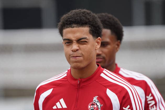 18 .07.2026, Fussball, Köln, Testspiel, Freundschaftsspiel, FC Rheinsüd Köln vs 1.FC Köln, südstadion Köln, Jahmai Simpson-Pusey , 1.FC Köln, England, ENG Aktion, Einzelbild *** July 18, 2026, Soccer, Cologne, Exhibition Match, Friendly Match, FC Rheinsüd Köln vs. 1. FC Köln, Südstadion Cologne, Jahmai Simpson Pusey, 1. FC Köln, England, ENG Action, Single Frame