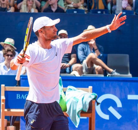 July 18, 2026, Gstaad, Bern, Switzerland: Gstaad Switzerland, 07 18 2026: RAPHAEL COLLIGNON of Belgium celebrates during semi-finals of EFG Swiss Open Gstaad ATP, Tennis Herren 250,Tennis Herren 250, which is known as the Swiss Gstaad Open and took place at Roy Emerson Arena in Gstaad, which is located in the famous ski resort of Gstaad and which is located in the Bernese Oberland..RAPHAEL COLLIGNON won 1-7; 7-6; 7-5. Tennis 2026: Swiss Open  - ZUMAd206 20260718_zip_d206_026 Copyright: xEricxDubostx