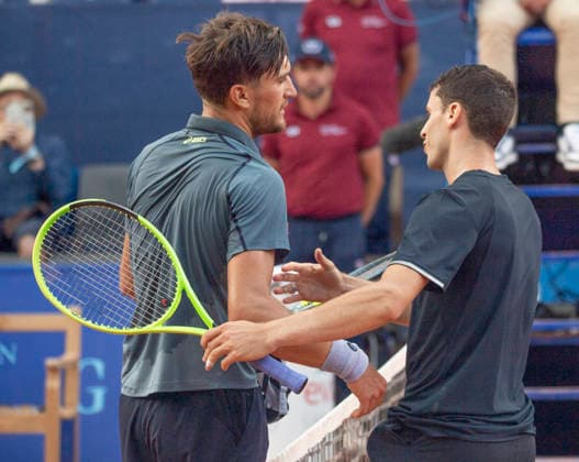 July 18, 2026, Gstaad, Bern, Switzerland: Gstaad Switzerland, 07 18 2026: RAPHAEL COLLIGNON of Belgium welcomes, together with.UAN MANUEL CERUNDOLO of Argentina for his victory during semi-finals of EFG Swiss Open Gstaad ATP, Tennis Herren 250,Tennis Herren 250, which is known as the Swiss Gstaad Open and took place at Roy Emerson Arena in Gstaad, which is located in the famous ski resort of Gstaad and which is located in the Bernese Oberland..RAPHAEL COLLIGNON won 1-7; 7-6; 7-5. Gstaad Switzerland - ZUMAd206 20260718_zip_d206_031 Copyright: xEricxDubostx