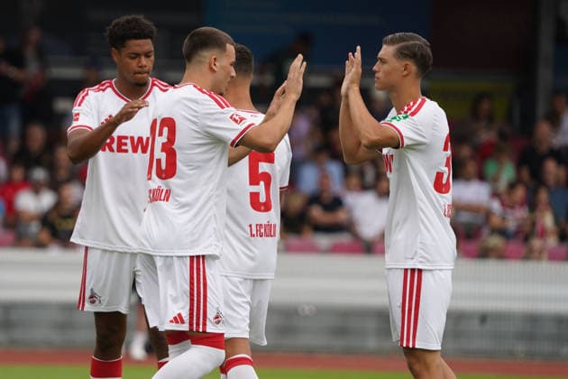 18 .07.2026, Fussball, Köln, Testspiel, Freundschaftsspiel, FC Rheinsüd Köln vs 1.FC Köln, südstadion Köln, Said El Mala, Rav von der Berg, beide 1.FC Köln, *** July 18, 2026, Soccer, Cologne, Exhibition Match, Friendly Match, FC Rheinsüd Köln vs. 1. FC Köln, Südstadion Cologne, Said El Mala, Rav von der Berg, both of 1. FC Köln,