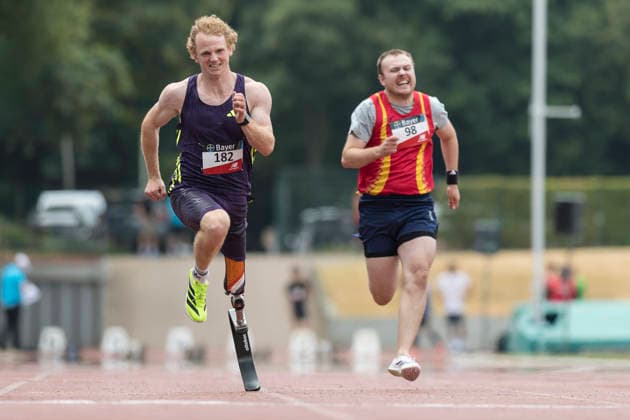 LEVERKUSEN, GERMANY - JULY 18, 2026 : Jong Joel De (NED Niederlande 2) competing in the 100m during the Para Heimspiel 7.0 at Fritz Jacobi Sports Complex on July 18, 2026 in Leverkusen, Germany. Northrhine-Westphalia Germany Copyright: xAxelxKohringx