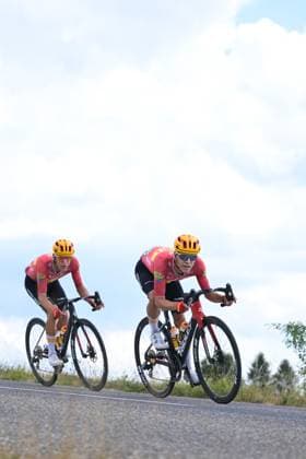 Norwegian Tobias Halland Johannessen of Uno-X Mobility and Norwegian Anders Halland Johannessen of Uno-X Mobility are pictured during stage 14 of the 2026 Tour de France cycling race, a stage of 155km from Mulhouse to Le Markstein Fellering, on Saturday 18 July 2026. The 113th edition of the Tour de France starts on Saturday 4 July in Barcelona, Spain, and will finish in Paris, France on the 26th of July. DAVIDxPINTENS  x181415291x