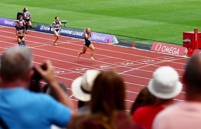 Sport Bilder des Tages Orla Comerford wins the 100m Para Womens. The London Athletics Meet, Wanda Diamond League, London Stadium, London, UK - 18 Jul 2026London London Stadium United Kingdom  Copyright: xJamesxMarsh Shutterstockx 16996766e