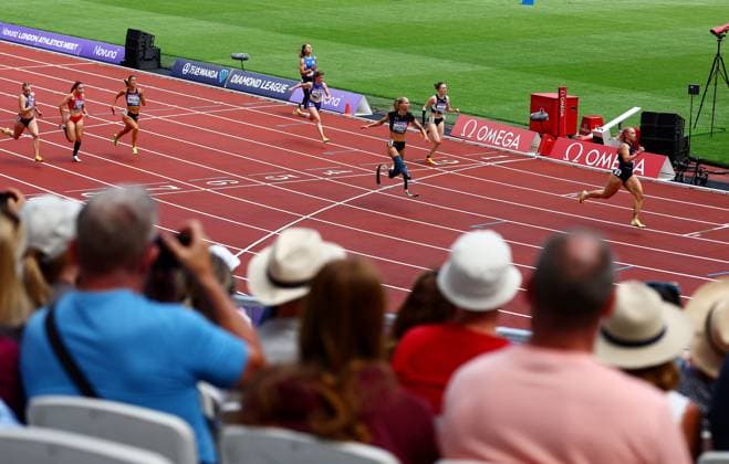 Orla Comerford wins the 100m Para Womens. The London Athletics Meet, Wanda Diamond League, London Stadium, London, UK - 18 Jul 2026London London Stadium United Kingdom  Copyright: xJamesxMarsh Shutterstockx 16996766h