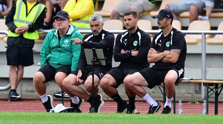 18.07.2026 - Fussball - Saison 2026 2027 - Testspiel Freundschaftsspiel Vorbereitungsspiel - SpVgg Greuther Fürth ( Kleeblatt ) - FC Zürich - Sportfoto Zink - xwoxzix - regulations prohibit any use of photographs as image sequences and or quasi-video - only for editorial use - Heiko Vogel ( Trainer SpVgg Greuther Fürth ) Danny Schwarz (Co-Trainer SpVgg Greuther Fürth ) Aleksandro Petrovic ( Co-Trainer SpVgg Greuther Fürth ) Frank Kackert (Torwarttrainer SpVgg Greuther Fürth ) *** July 18, 2026 Soccer Season 2026–2027 Exhibition Match Friendly Match Preseason Match SpVgg Greuther Fürth Kleeblatt FC Zurich Sports Photo Zink xwoxzix Regulations prohibit any use of photographs as image sequences and or quasi-video; for editorial use only. Heiko Vogel, Head Coach SpVgg Greuther Fürth Danny Schwarz, Assistant Coach, SpVgg Greuther Fürth Aleksandro Petrovic, Assistant Coach, SpVgg Greuther Fürth Frank Kackert, Goalkeeper Coach, SpVgg Greuther Fürth