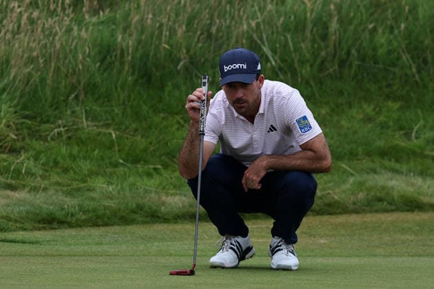 RECORD DATE NOT STATED 18th July 2026; Royal Birkdale Golf Club, Southport, Merseyside, England; The Open Championship Round Three; Nick Taylor (USA) studies the line of his putt on the 2nd hole DavidxBlunsden