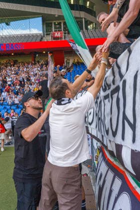 BASEL, SWITZERLAND - JULY 18: warm welcome for head coach Stephan Lichtsteiner of Basel from Juve Supporters before the pre-season friendly match between FC Basel 1893 and Juventus at St. Jakob Stadium on July 18, 2026 in Basel, Switzerland. *** BASEL, SWITZERLAND, JULY 18: A warm welcome for Basel head coach Stephan Lichtsteiner from Juventus supporters before the preseason friendly match between FC Basel 1893 and Juventus at St. Jakob Stadium on July 18, 2026, in Basel, Switzerland Copyright: xJustPictures.ch PascalxvonxBürenx jp-en-EuSpIm-Pavo_Fotografie-04988