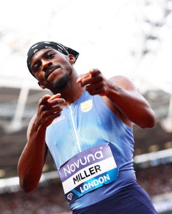 Brandon Miller of USA celebrates winning the 800m Men. The London Athletics Meet, Wanda Diamond League, London Stadium, London, UK - 18 Jul 2026London London Stadium United Kingdom  Copyright: xJamesxMarsh Shutterstockx 16996766l