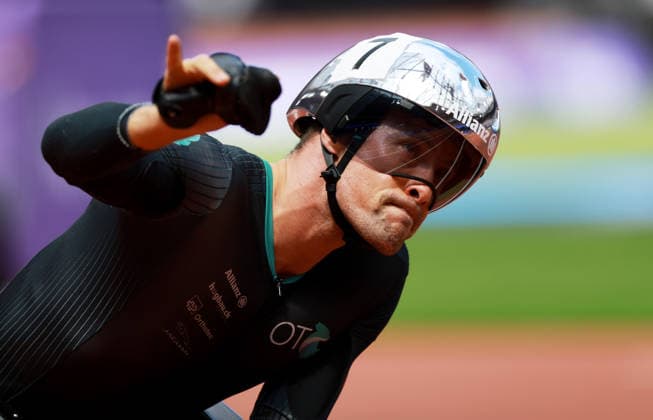 Marcel Hug of Switzerland after winning the 1500m Wheelchair Men. The London Athletics Meet, Wanda Diamond League, London Stadium, London, UK - 18 Jul 2026London London Stadium United Kingdom  Copyright: xJamesxMarsh Shutterstockx 16996766u