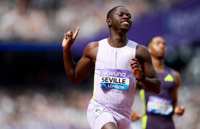 Oblique Seville of Jamaica after the 100m Men. The London Athletics Meet, Wanda Diamond League, London Stadium, London, UK - 18 Jul 2026London London Stadium United Kingdom  Copyright: xJamesxMarsh Shutterstockx 16996766ax