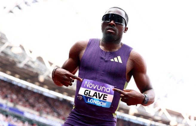 Romell Glave of Great Britain after the 100m Men. The London Athletics Meet, Wanda Diamond League, London Stadium, London, UK - 18 Jul 2026London London Stadium United Kingdom  Copyright: xJamesxMarsh Shutterstockx 16996766bb