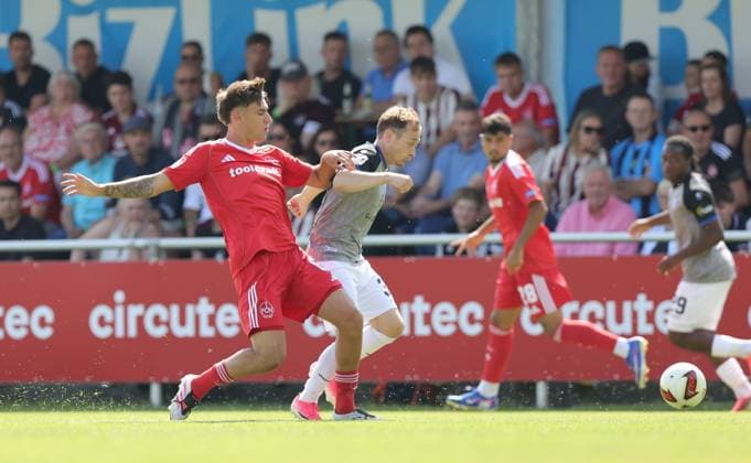 18.07.2026 - Fussball - Saison 2026 2027 - Testspiel Freundschaftsspiel Vorbereitungsspiel: 1. FC Nürnberg Nuernberg FCN ( Club ) - SV Waldhof Mannheim 07 - Sportfoto Zink DaMa - xdaxmax - Javier Fernandez (8, 1. FC Nürnberg FCN ) Arlind Rexhepi (33, SV Waldhof Mannheim 07 SVW07 ) *** July 18, 2026 Soccer Season 2026–2027 Exhibition Match Friendly Match Preseason Match 1 FC Nürnberg (Nuremberg) FCN Club SV Waldhof Mannheim 07 Sports Photo Zink DaMa xdaxmax Javier Fernandez 8, 1 FC Nuremberg FCN Arlind Rexhepi 33, SV Waldhof Mannheim 07 SVW07
