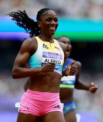 Julien Alfred of Saint Lucia wins the 200m Women. The London Athletics Meet, Wanda Diamond League, London Stadium, London, UK - 18 Jul 2026London London Stadium United Kingdom  Copyright: xJamesxMarsh Shutterstockx 16996766bf