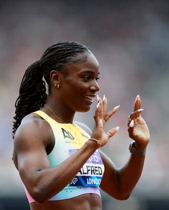 Julien Alfred of Saint Lucia wins the 200m Women. The London Athletics Meet, Wanda Diamond League, London Stadium, London, UK - 18 Jul 2026London London Stadium United Kingdom  Copyright: xJamesxMarsh Shutterstockx 16996766bc