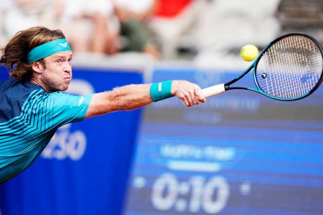 BASTAD, SWEDEN 20260718 Russia s Andrey Rublev during the men s singles semifinal tennis match between Russia s Andrey Rublev and Chile s Alejandro Tabilo at the Nordea Open in Bastad. BASTAD SWEDEN x9200x *** BASTAD, SWEDEN, July 18, 2026: Russia s Andrey Rublev during the men s singles semifinal tennis match between Russia s Andrey Rublev and Chile s Alejandro Tabilo at the Nordea Open in Bastad, BASTAD, SWEDEN x9200x  Copyright: xBjörnxLarssonxRosvall TTx TENNIS NORDEA OPEN IN BASTAD