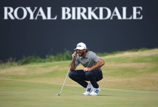 154th Open Golf Championships - Round 3 Max Homa of the USA lines up his putt on the 18th hole during the British Open Golf Championships at Royal Birkdale in Southport, Britain, 18 July 2026. SOUTHPORT UNITED KINGDOM  Copyright: xADAMxVAUGHANx