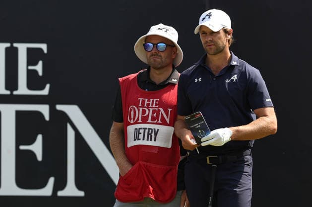 RECORD DATE NOT STATED 18th July 2026; Royal Birkdale Golf Club, Southport, Merseyside, England; The Open Championship Round Three; Thomas Detry (BEL) with his caddie at the first tee DavidxBlunsden