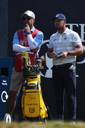 RECORD DATE NOT STATED 18th July 2026; Royal Birkdale Golf Club, Southport, Merseyside, England; The Open Championship Round Three; Bryson Dechambeau (USA) prepares to play from the first tee DavidxBlunsden