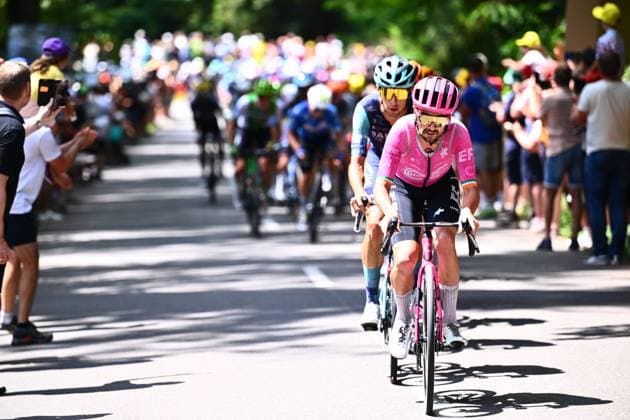 Tour de France 2026 Stage 14 LE MARKSTEIN, FRANCE - JULY 18 : Healy Ben (IRL) of EF Education EasyPost in action during stage 14 of the 113rd edition of Tour de France an UCI World Tour 2.UWT cycling road race stage for Men Elite of 155 km with start in Mulhouse and finish in Le Markstein on July 18, 2026 in Le Markstein, France, 18 07 2026 ( Motordriver Kurt Vandenborre - Le Markstein France  Copyright: xGvgx