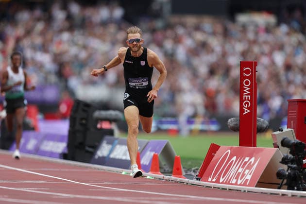 RECORD DATE NOT STATED 18th July 2026; London Stadium, London, England; 2026 Diamond League Novuna London Athletics Meet; Josh Kerr of Great Britain crosses the finishing line to achieve the 1 Mile Men World Record in 3:42:66 JohnxPatrickxFletcher