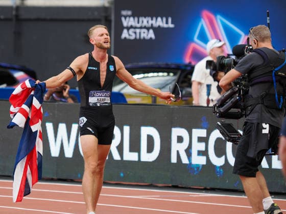 Josh Kerr records a record time for the mile that had previously stood fir 27 years the during the Diamond League Athletics at the London Stadium, Queen Elizabeth Olympic Park , London, England on 18 July 2026. Copyright: xPhilxHutchinsonx 45280029