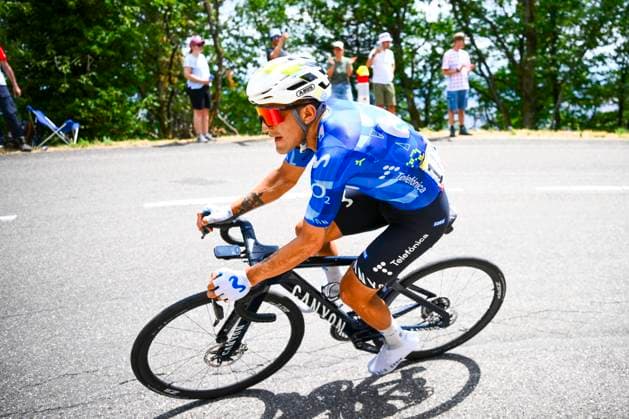 Tour de France 2026 Stage 14 LE MARKSTEIN, FRANCE - JULY 18 : Rider of Team Movistar in action during stage 14 of the 113rd edition of Tour de France an UCI World Tour 2.UWT cycling road race stage for Men Elite of 155 km with start in Mulhouse and finish in Le Markstein on July 18, 2026 in Le Markstein, France, 18 07 2026 ( Motordriver Kurt Vandenborre - Le Markstein France  Copyright: xGvgx
