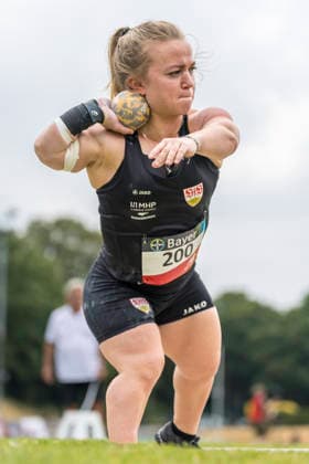 LEVERKUSEN, GERMANY - JULY 18, 2026 : Lara Baars (NED VfB Stuttgart 1893) competing in the shot put during the Para Heimspiel 7.0 at Fritz Jacobi Sports Complex on July 18, 2026 in Leverkusen, Germany. Northrhine-Westphalia Germany Copyright: xAxelxKohringx