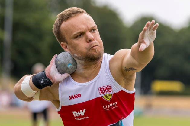 LEVERKUSEN, GERMANY - JULY 18, 2026 : Niko Kappel (GER VfB Stuttgart 1893) competing in the shot put during the Para Heimspiel 7.0 at Fritz Jacobi Sports Complex on July 18, 2026 in Leverkusen, Germany. Northrhine-Westphalia Germany Copyright: xAxelxKohringx