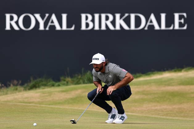 RECORD DATE NOT STATED 18th July 2026; Royal Birkdale Golf Club, Southport, Merseyside, England; The Open Championship Round Three; Max Homa (USA) studies the line of his putt on the 18th hole DavidxBlunsden