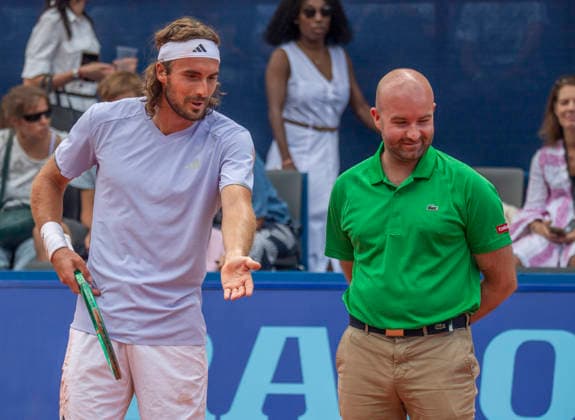 July 18, 2026, Gstaad, Bern, Switzerland: Gstaad Switzerland, 07 18 2026: STEFANOS TSITSIPAS of Greece argues with the referee during semi-finals of EFG Swiss Open Gstaad ATP, Tennis Herren 250,Tennis Herren 250, which is known as the Swiss Gstaad Open and took place at Roy Emerson Arena in Gstaad, which is located in the famous ski resort of Gstaad and which is located in the Bernese Oberland..STEFANOS TSITSIPAS won 6-4; 3-6; 6-3. Gstaad Switzerland - ZUMAd206 20260718_zip_d206_036 Copyright: xEricxDubostx