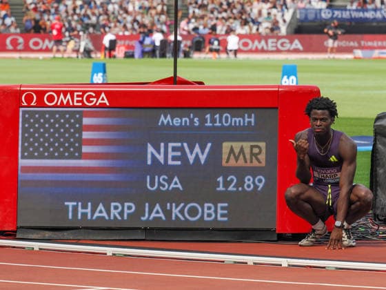 Ja™Kobe Tharp wins the110m hurdles in a meeting record time during the Diamond League Athletics at the London Stadium, Queen Elizabeth Olympic Park , London, England on 18 July 2026. Copyright: xPhilxHutchinsonx 45280058