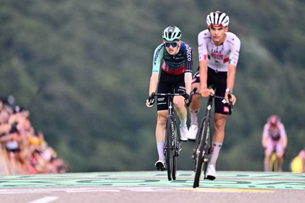 Tour de France 2026 Stage 14 LE MARKSTEIN, FRANCE - JULY 18 : Seixas Paul (FRA) of Decathlon CMA CGM Team at the finish line during stage 14 of the 113rd edition of Tour de France an UCI World Tour 2.UWT cycling road race stage for Men Elite of 155 km with start in Mulhouse and finish in Le Markstein on July 18, 2026 in Le Markstein, France, 18 07 2026 ( Motordriver Kurt Vandenborre - Le Markstein France  Copyright: xPeterxDexVoechtx