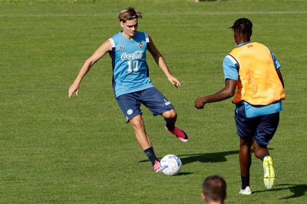 SSC Napoli preseason 2026-27 Napoli s Spanish defender Miguel Gutierrez during Second day SSC Napoli s 2026-27 preseason training camp in val di sole in Trentino, Dimaro Folgarida July, 18 2026. _BPH1089 Copyright: xAntonioxBalascox